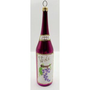 Christopher Radko Cabernet Wine Bottle 1995 Red Vintage Christmas Glass Ornament